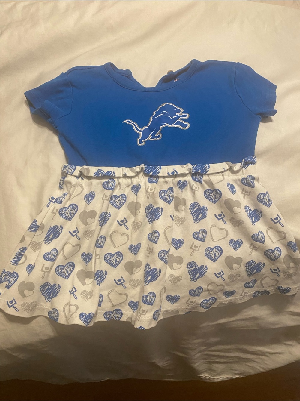 Detroit Lions Toddler Dress Blue and White Heart Skirt